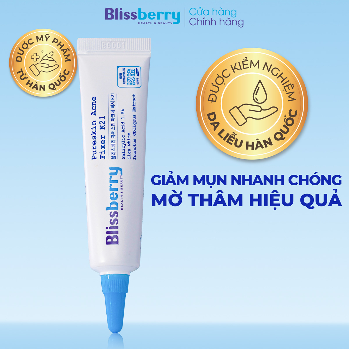 Gel bôi mụn giảm sưng & mờ thâm Blissberry 15ml - Ảnh 2