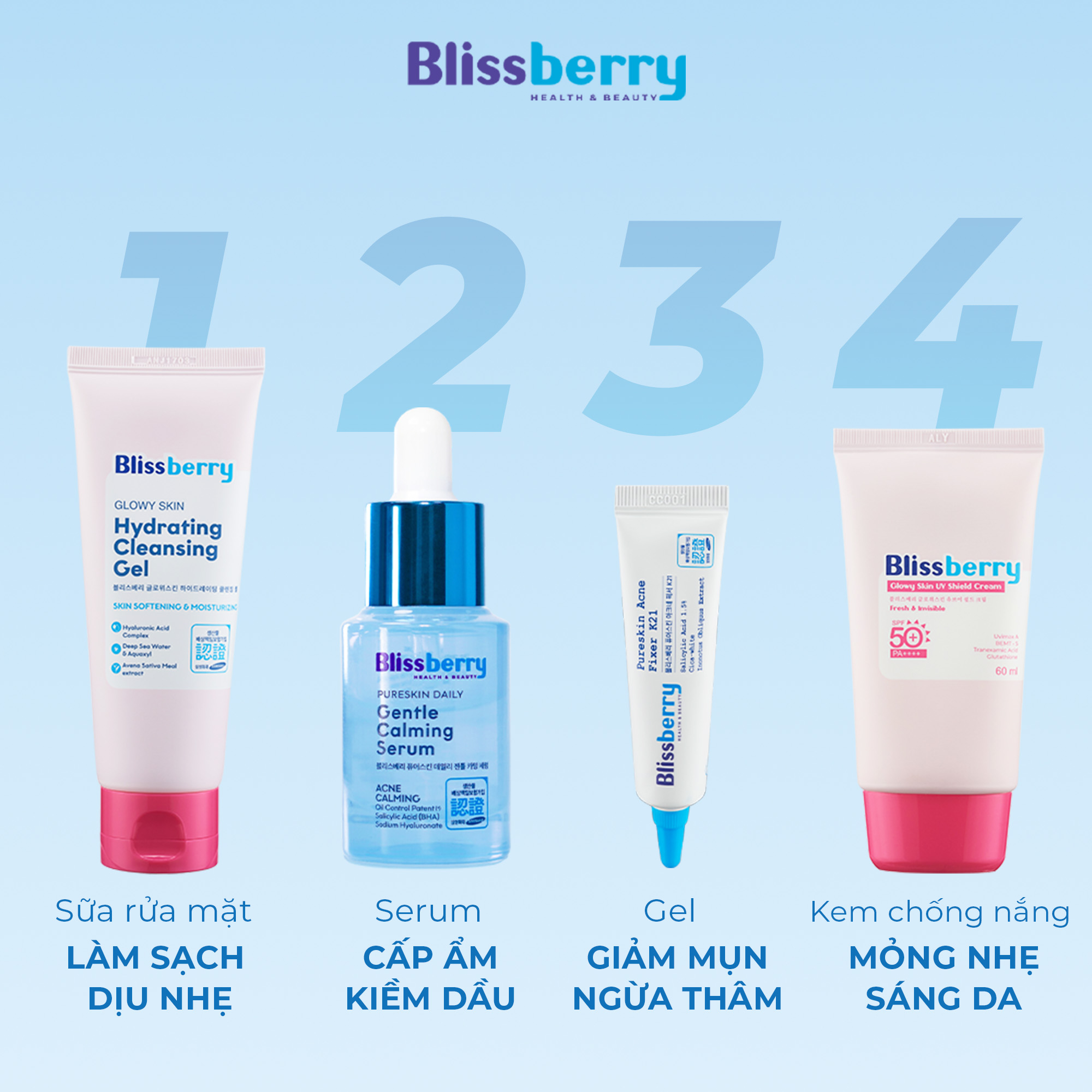 Kem chống nắng mỏng nhẹ sáng da SPF50+, PA+++ Blissberry 60ml - Ảnh 6