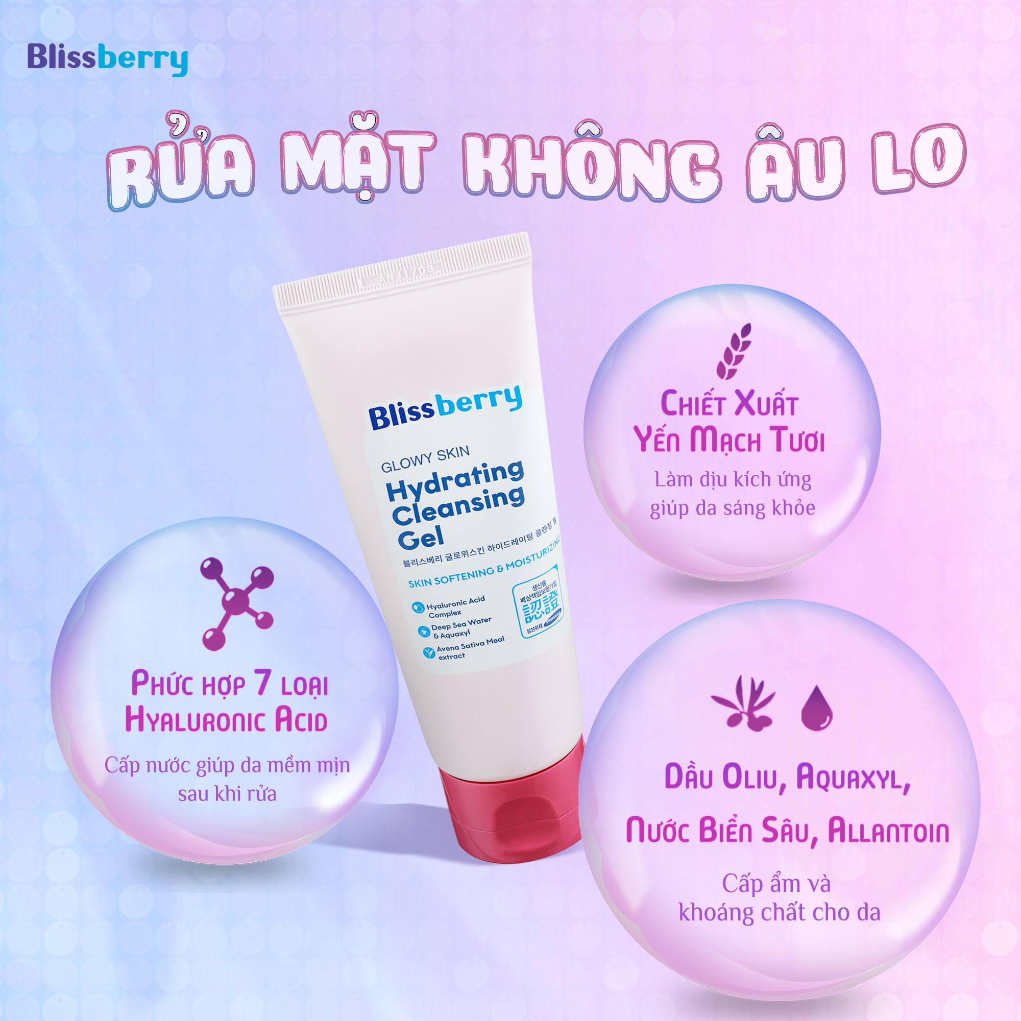 Sữa rửa mặt dịu nhẹ, cấp ẩm, làm sáng da Blissberry 100ml - Ảnh 2