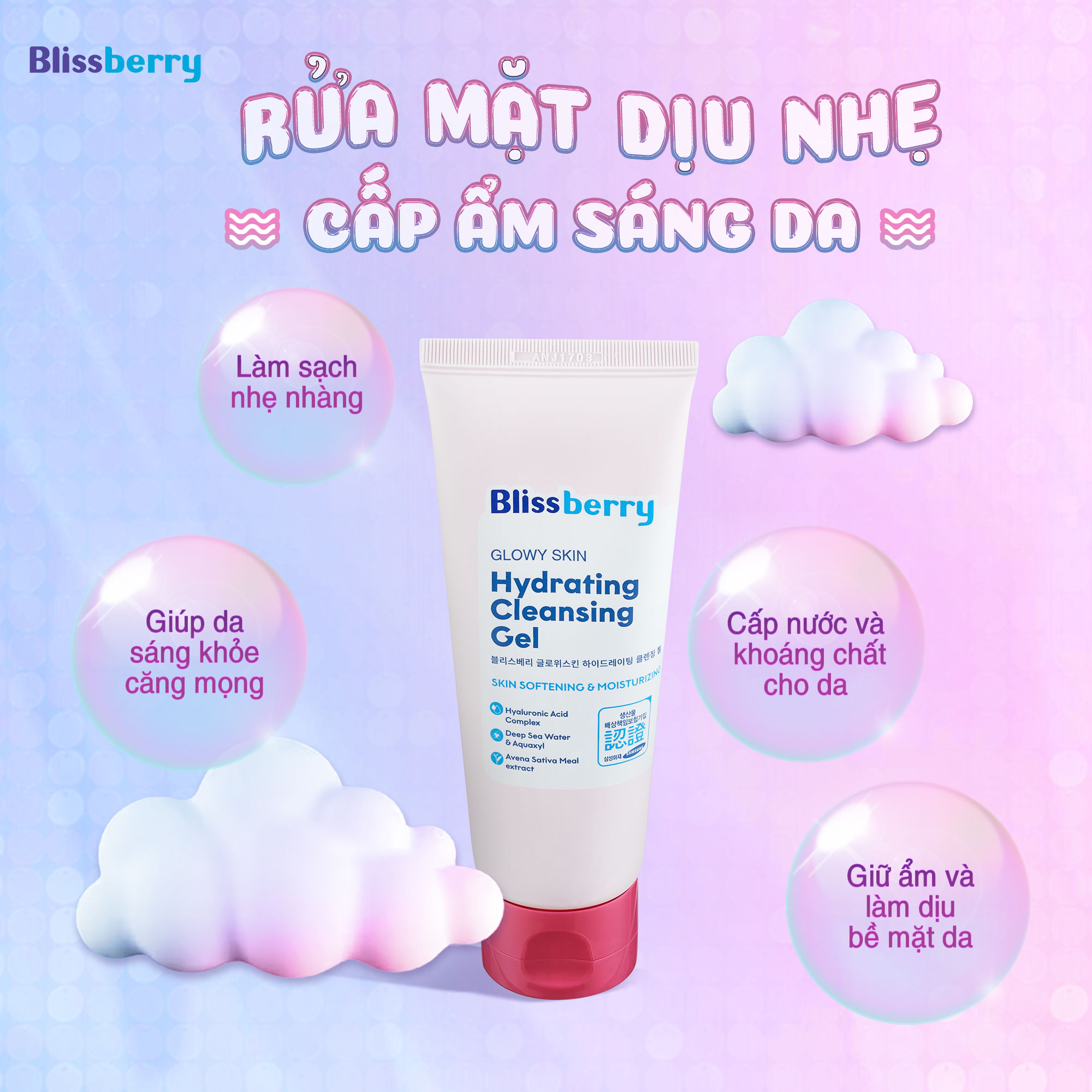 Sữa rửa mặt dịu nhẹ, cấp ẩm, làm sáng da Blissberry 100ml - Ảnh 3